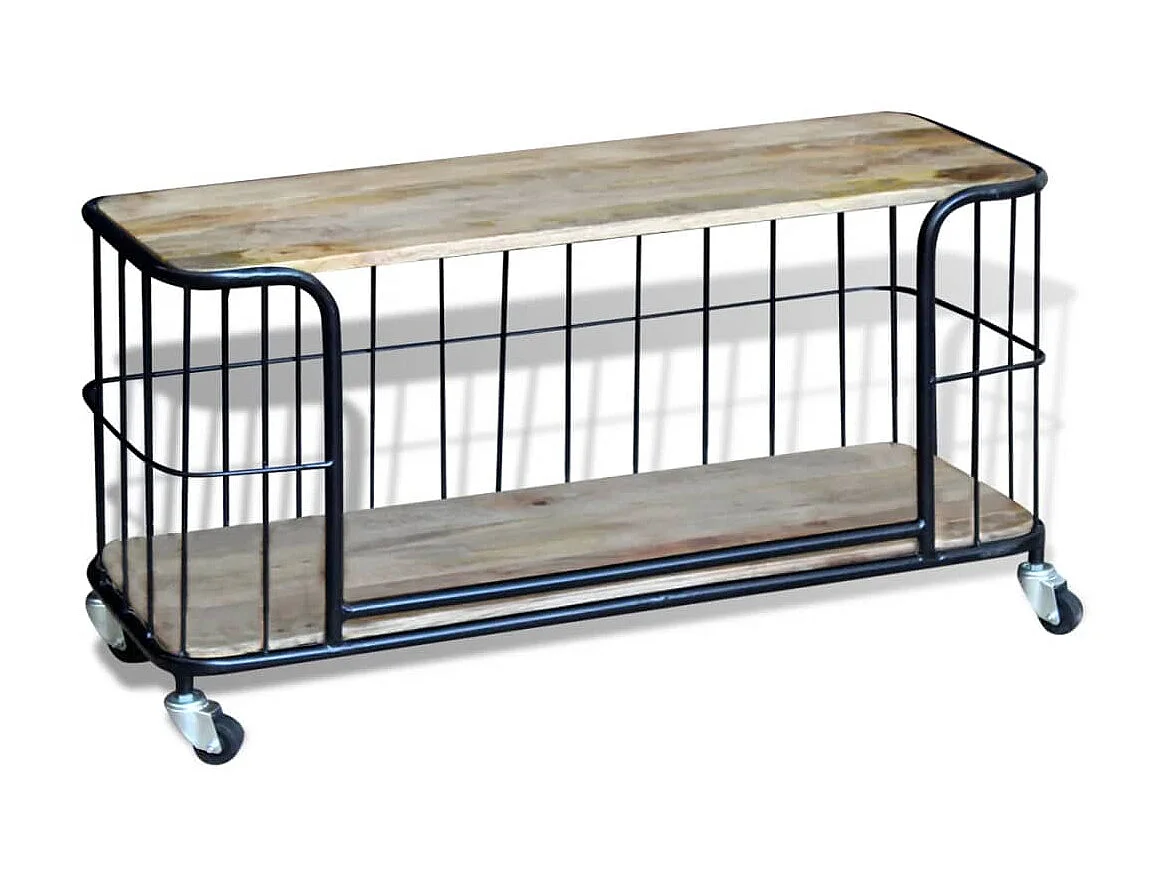 Mueble de TV de madera maciza de mango 100x40x45 cm ES39491