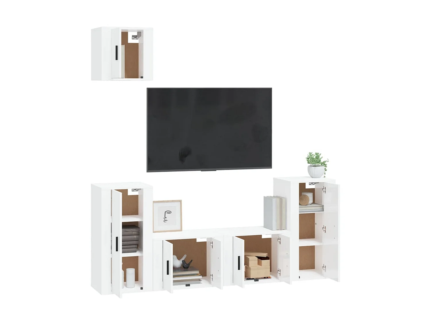 Meubles TV 5 pcs Blanc brillant Bois d'ingénierie BE83216