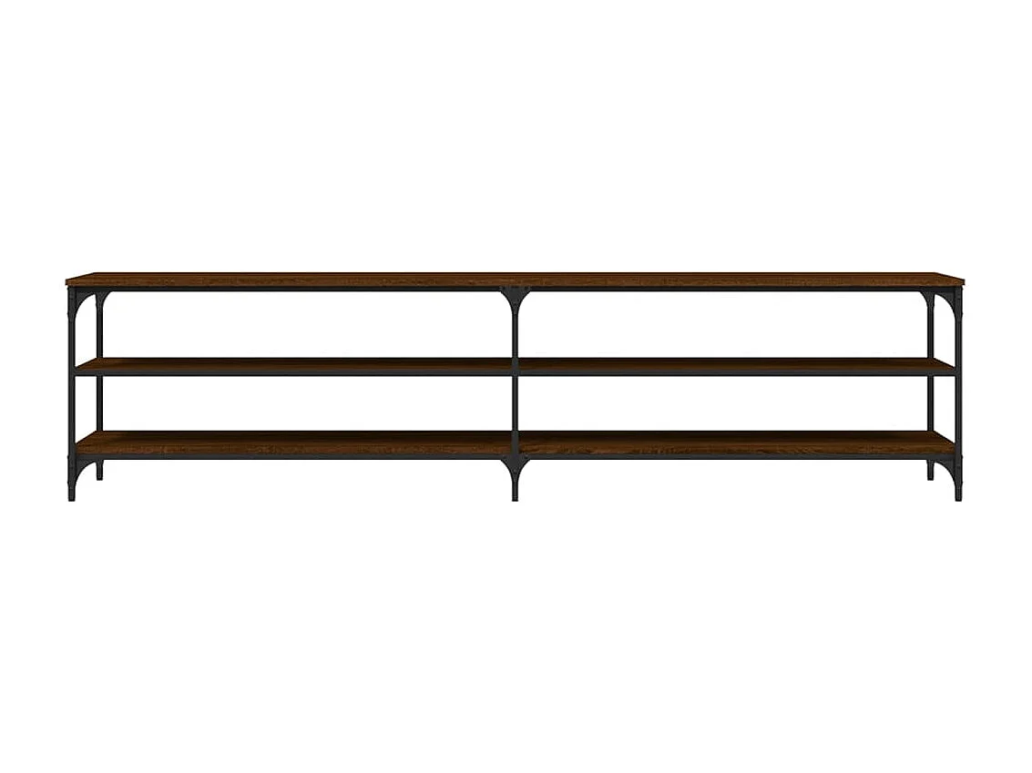 Meuble TV chêne marron 200x30x50 cm bois d'ingénierie et métal BE39710