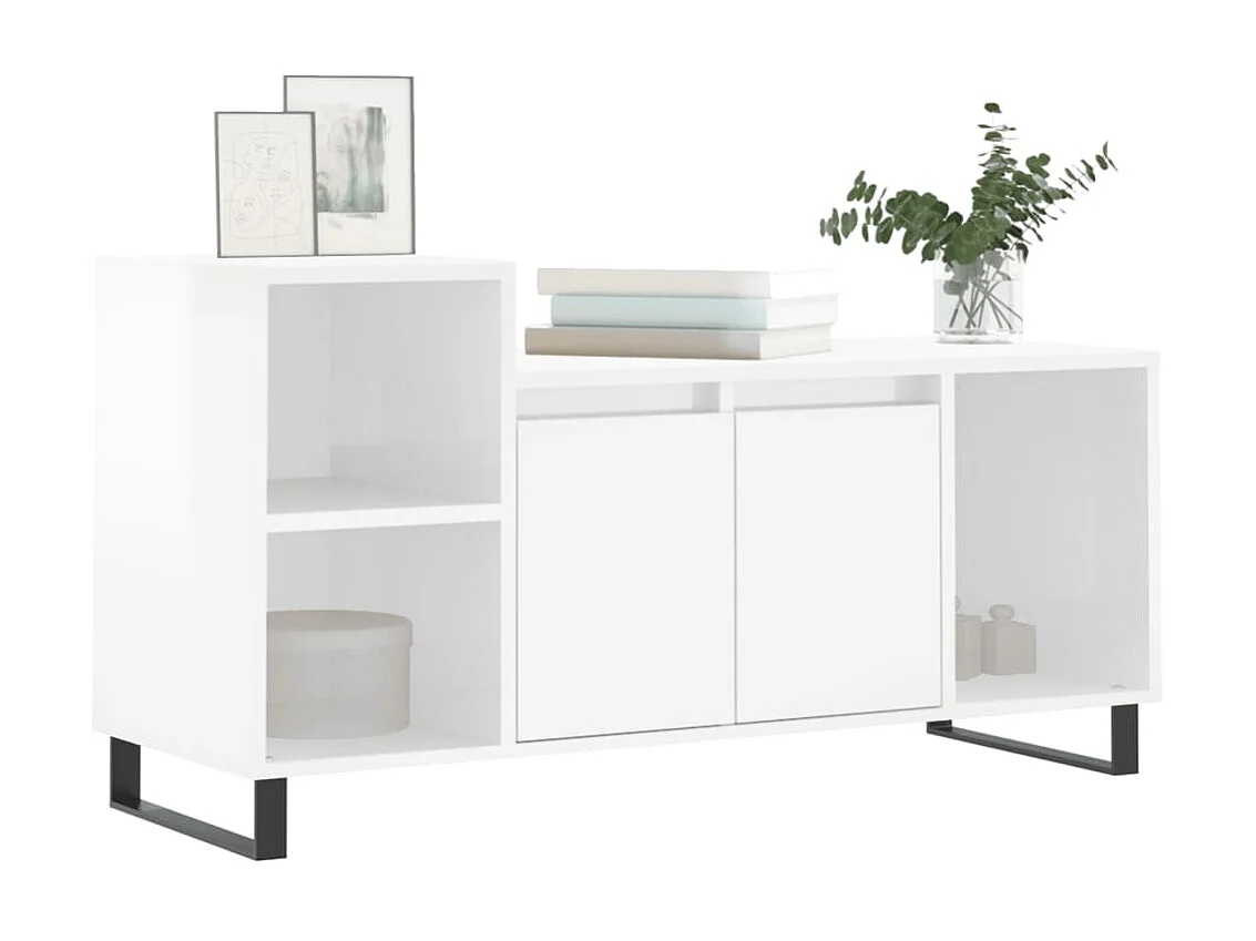 TV-Schrank,TV-Möbel Hochglanz-Weiß 100x35x55 cm Holzwerkstoff -gkd16986