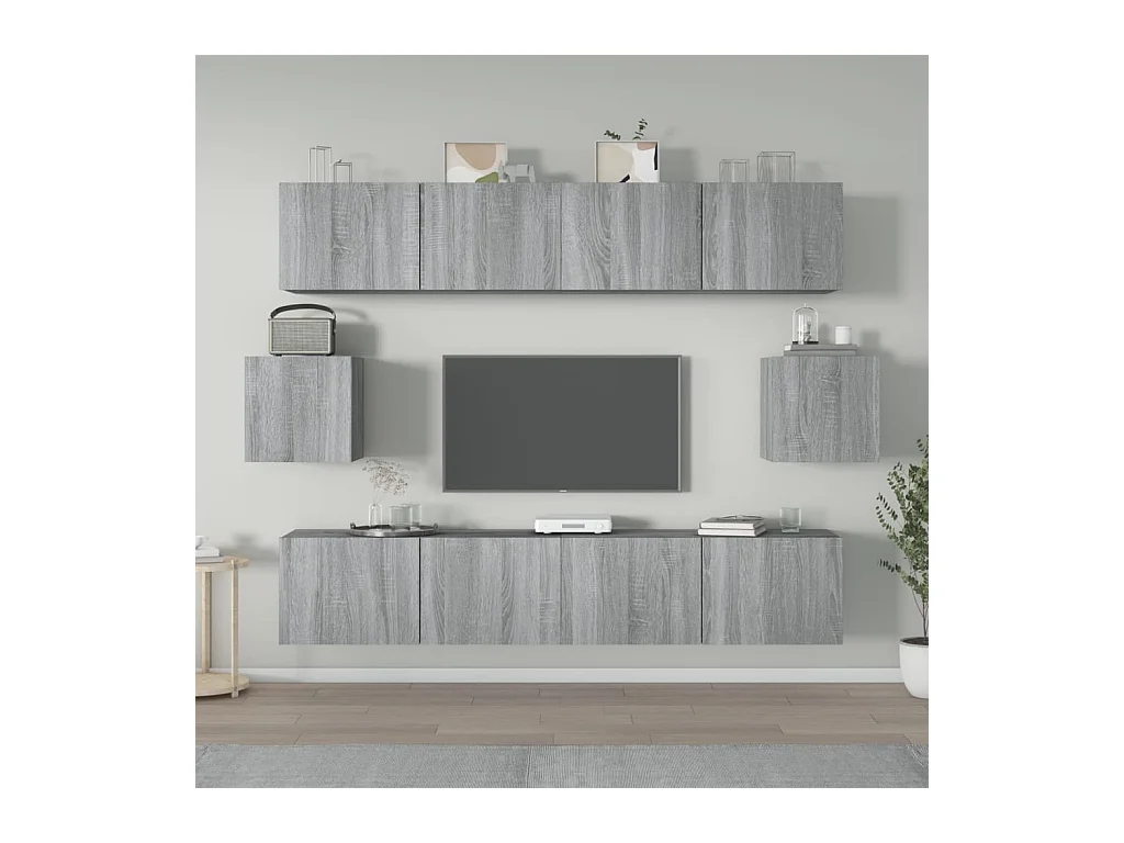 Conjunto móveis de TV 6 pcs madeira processada sonoma cinza PT554376