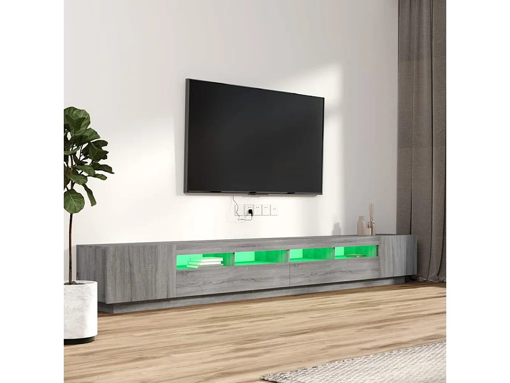 Conjunto móveis de TV 3 pcs c/ LEDs madeira sonoma cinzento PT451499