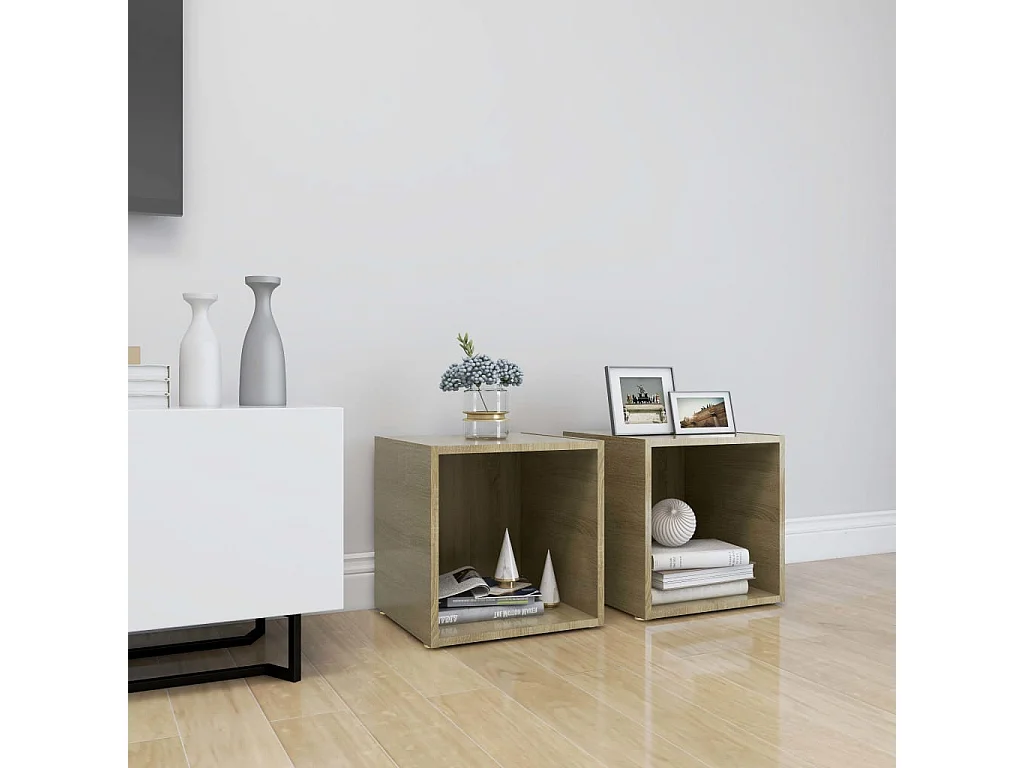 Meubles TV 2 pcs chêne sonoma 37x35x37 cm bois d’ingénierie BE63369
