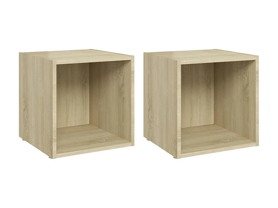 Meubles TV 2 pcs chêne sonoma 37x35x37 cm bois d’ingénierie BE63369