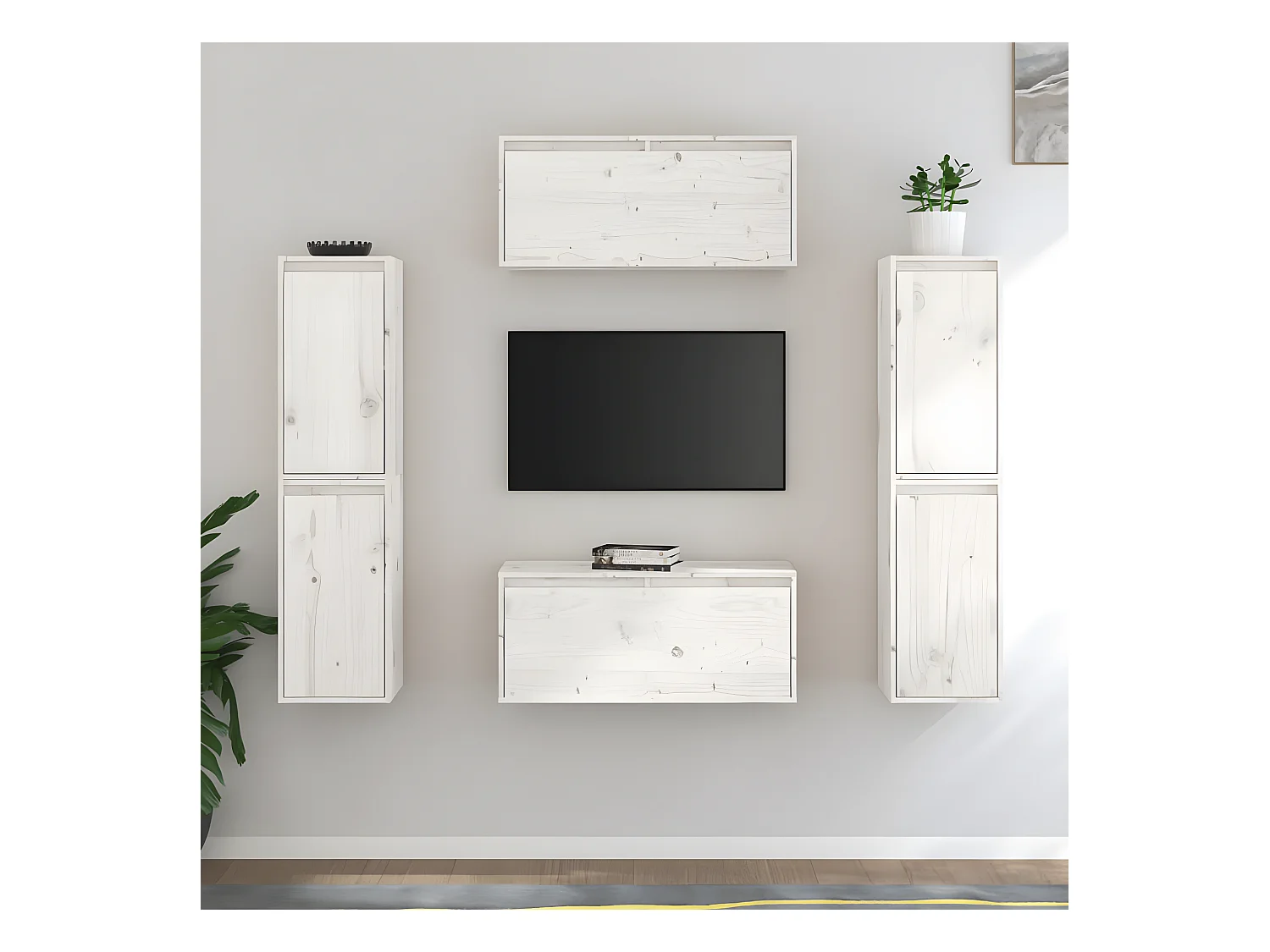 Meubles TV 6 pcs Blanc Bois massif de pin BE3189