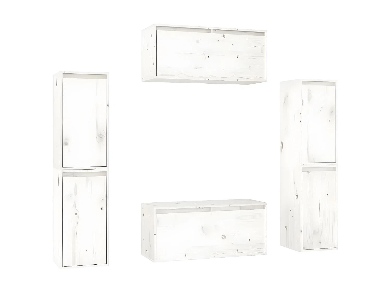 6 Stk.TV-Schränke,TV-Möbel Weiß Massivholz Kiefer -gkd116493