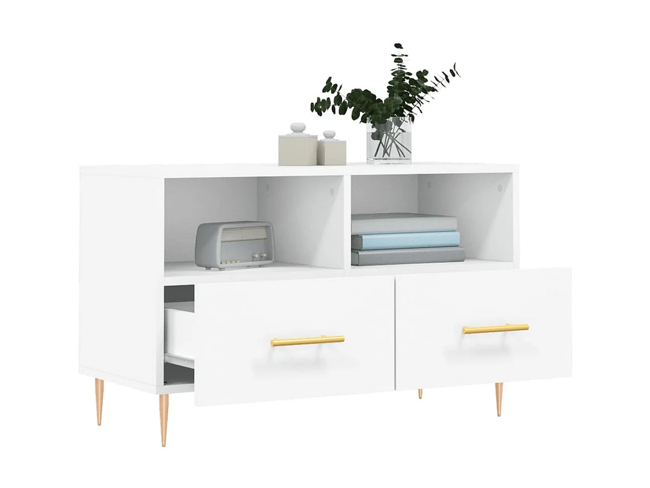 Meuble TV Blanc 80x36x50 cm Bois d'ingénierie BE44235