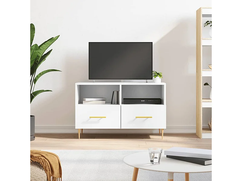 Mobile Porta TV | Armadietto TV Bianco 80x36x50 cm in Legno Multistrato