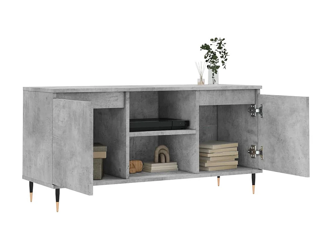 Meuble TV BEis béton 104x35x50 cm bois d'ingénierie BE87197