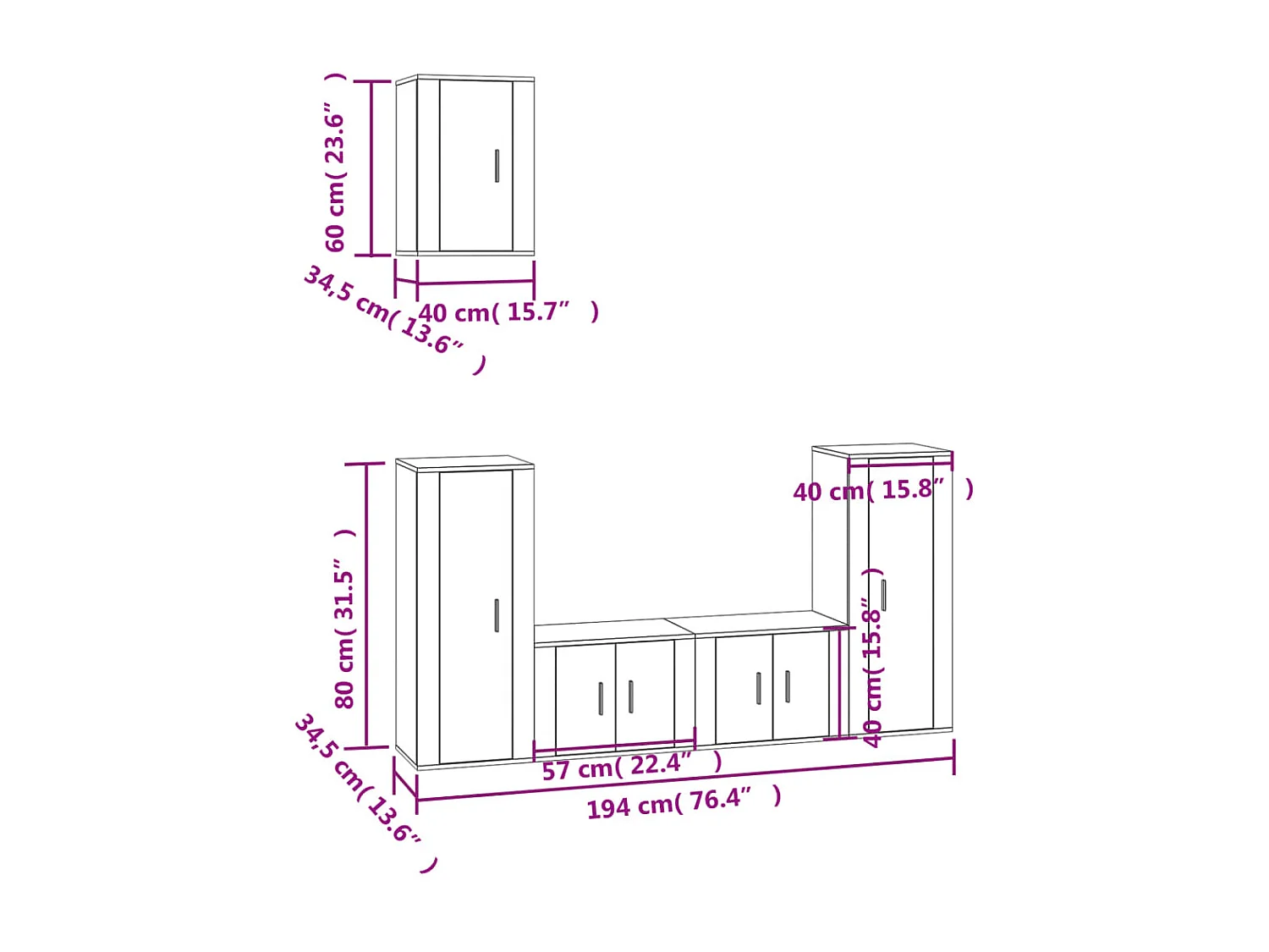 Ensemble de meubles TV 5 pcs Chêne marron Bois d'ingénierie BE35446