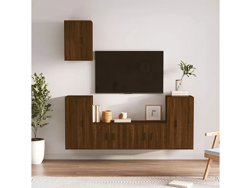5-tlg. TV-Schrank-Set,TV-Möbel Braun Eichen-Optik Holzwerkstoff -gkd29407
