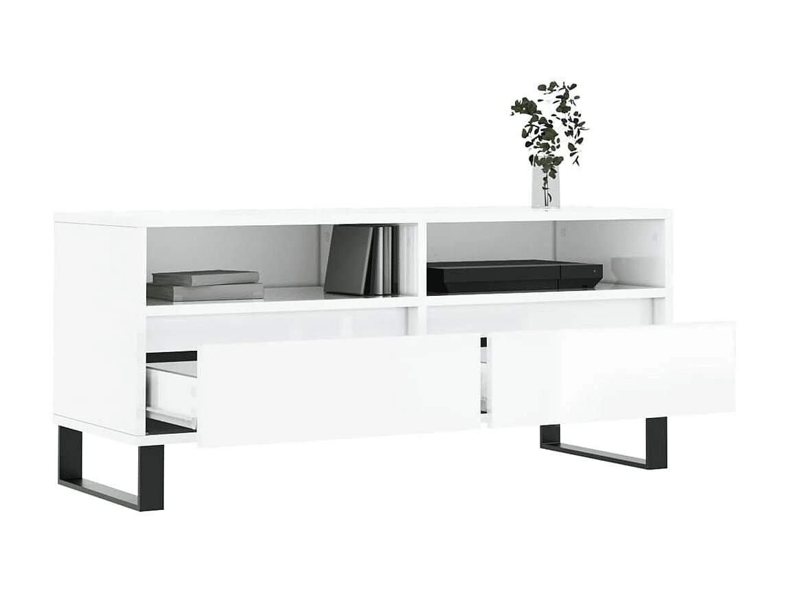 Tv-meubel 100x34,5x44,5 cm bewerkt hout hoogglans wit NL671347