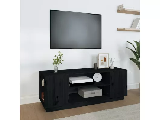 Kauf Unique TV-Schrank,TV-Möbel Schwarz 110x35x40,5 cm Massivholz Kiefer -gkd780230