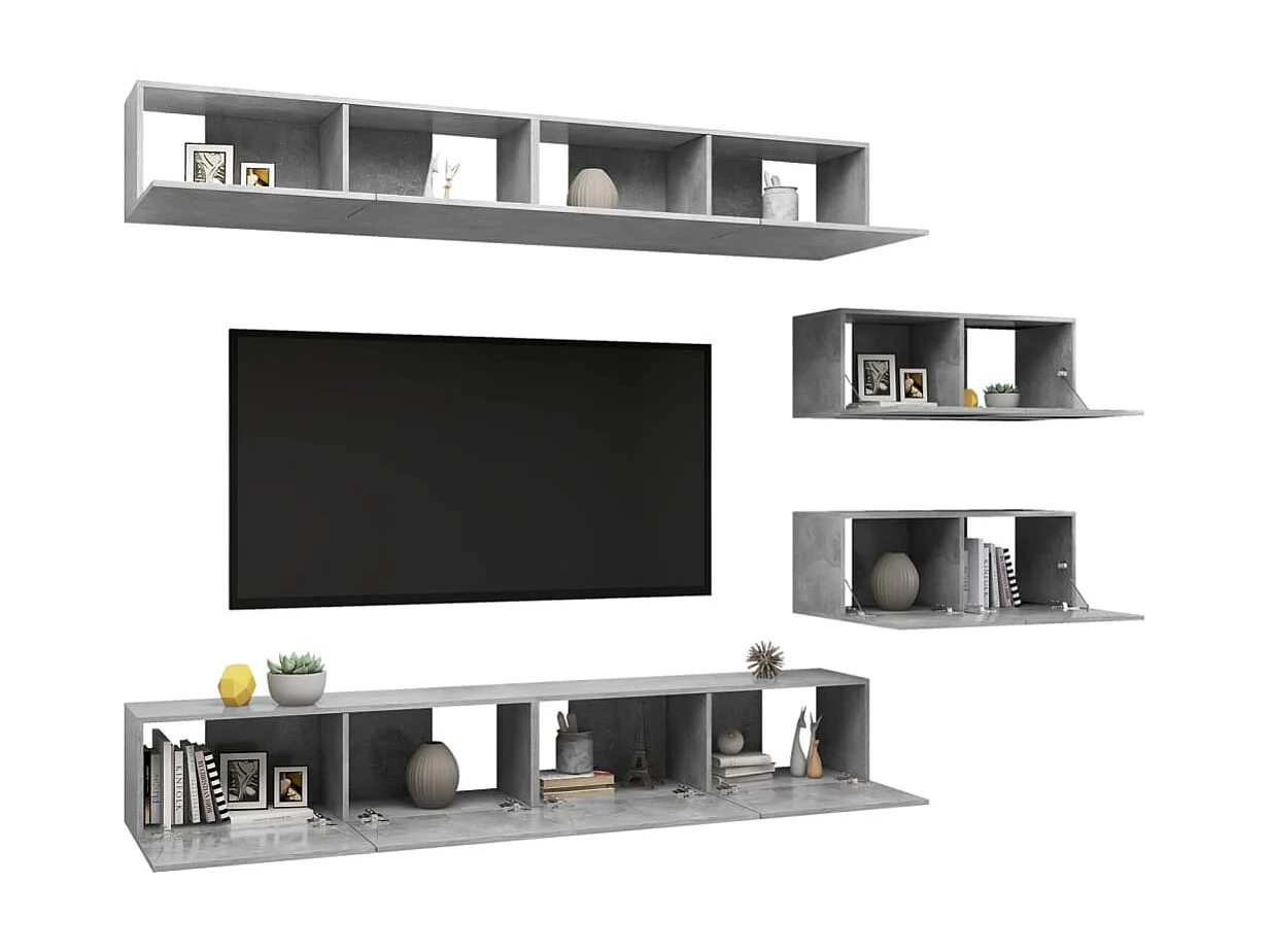 Meubles TV 6 pcs BEis béton Aggloméré BE22792