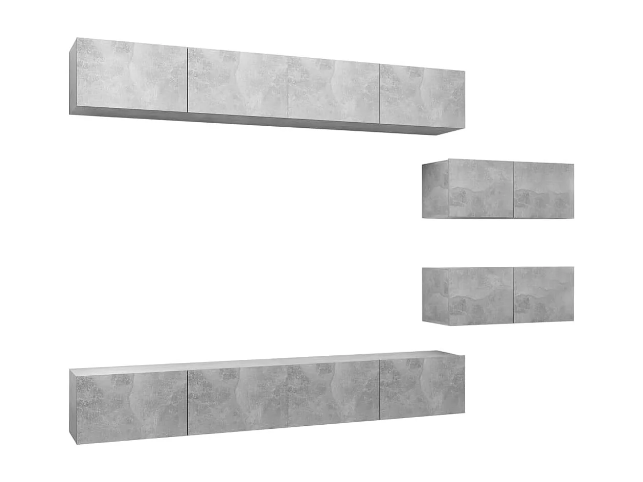 Meubles TV 6 pcs BEis béton Aggloméré BE22792