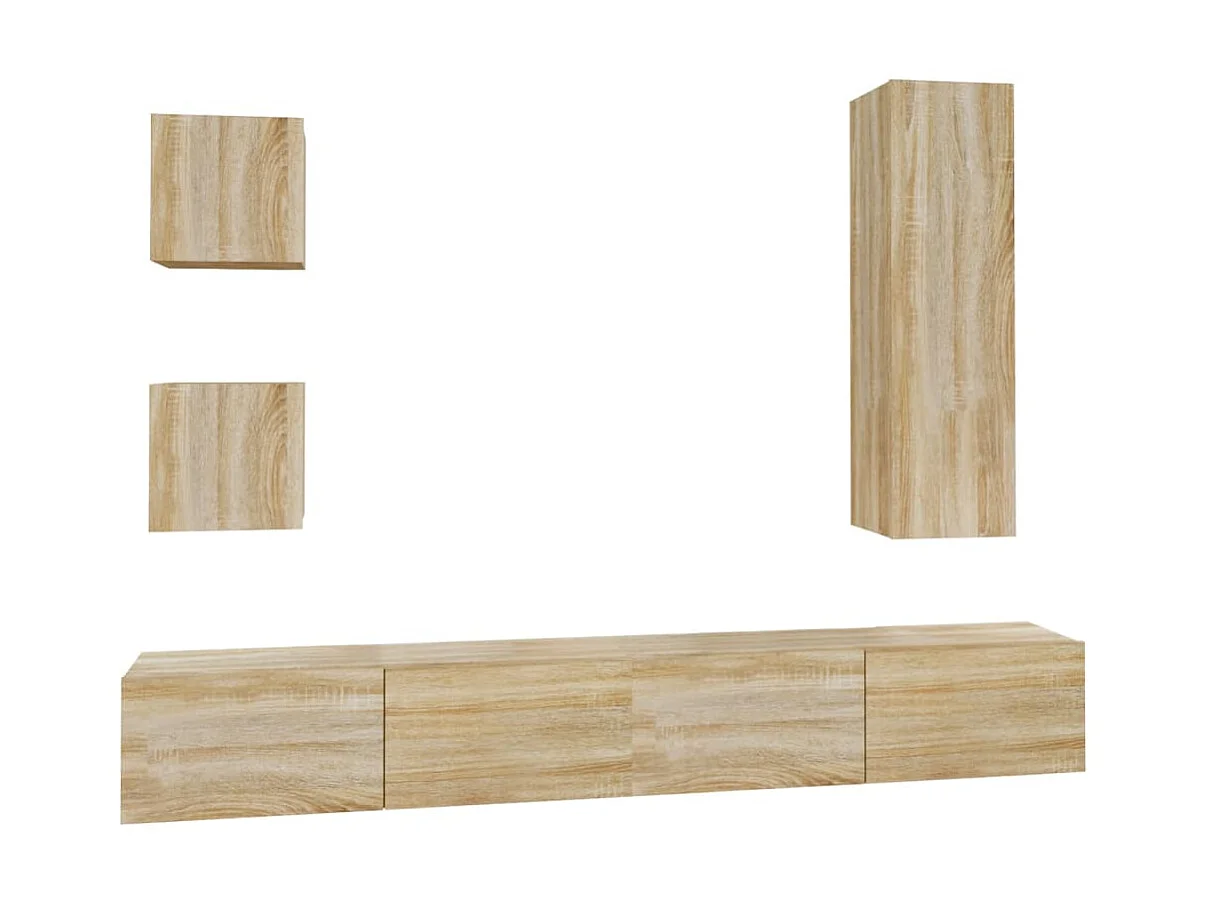 Ensemble de meubles TV 5 pcs Chêne sonoma Bois d'ingénierie BE17524