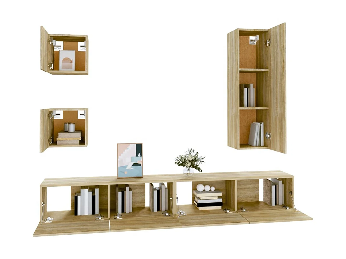 Ensemble de meubles TV 5 pcs Chêne sonoma Bois d'ingénierie BE17524