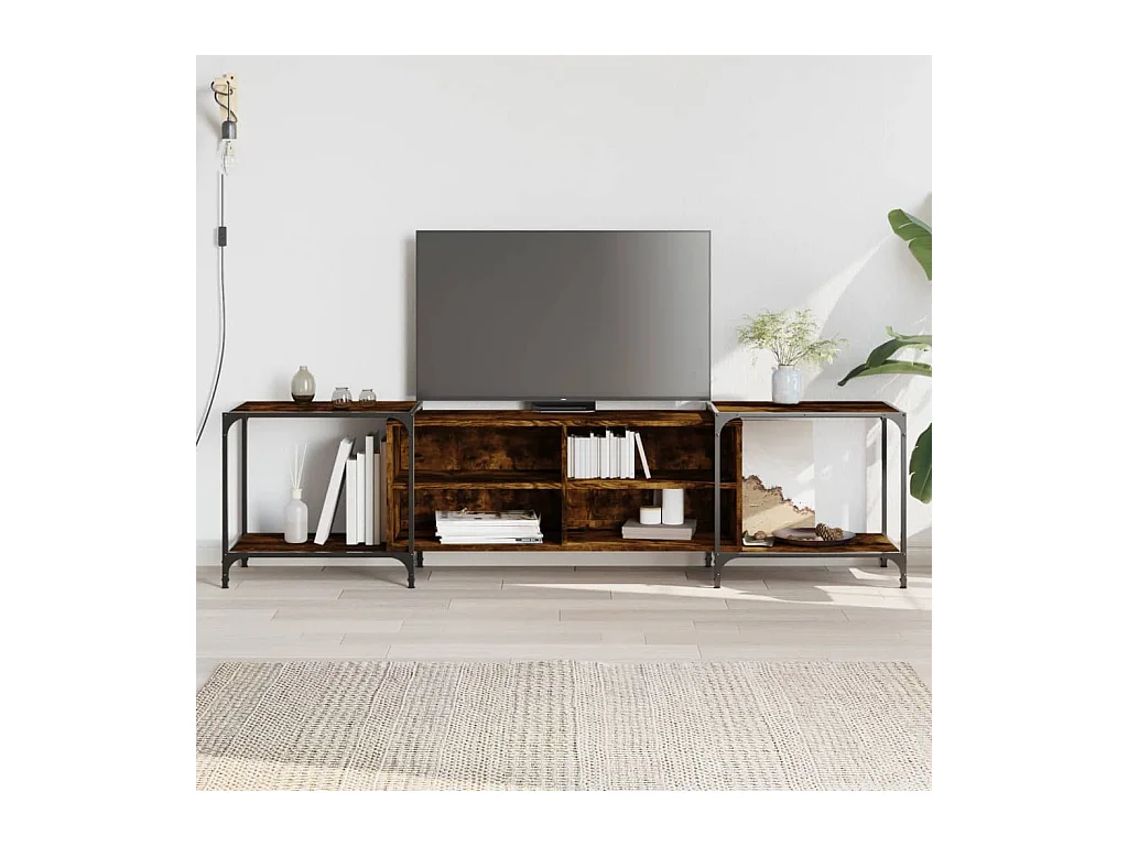 Meuble TV chêne fumé 203x37x50 cm bois d'ingénierie BE33134