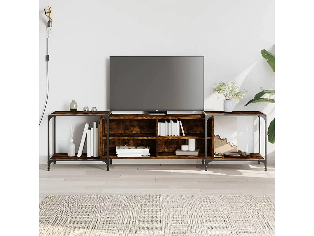Meuble TV chêne fumé 203x37x50 cm bois d'ingénierie BE33134
