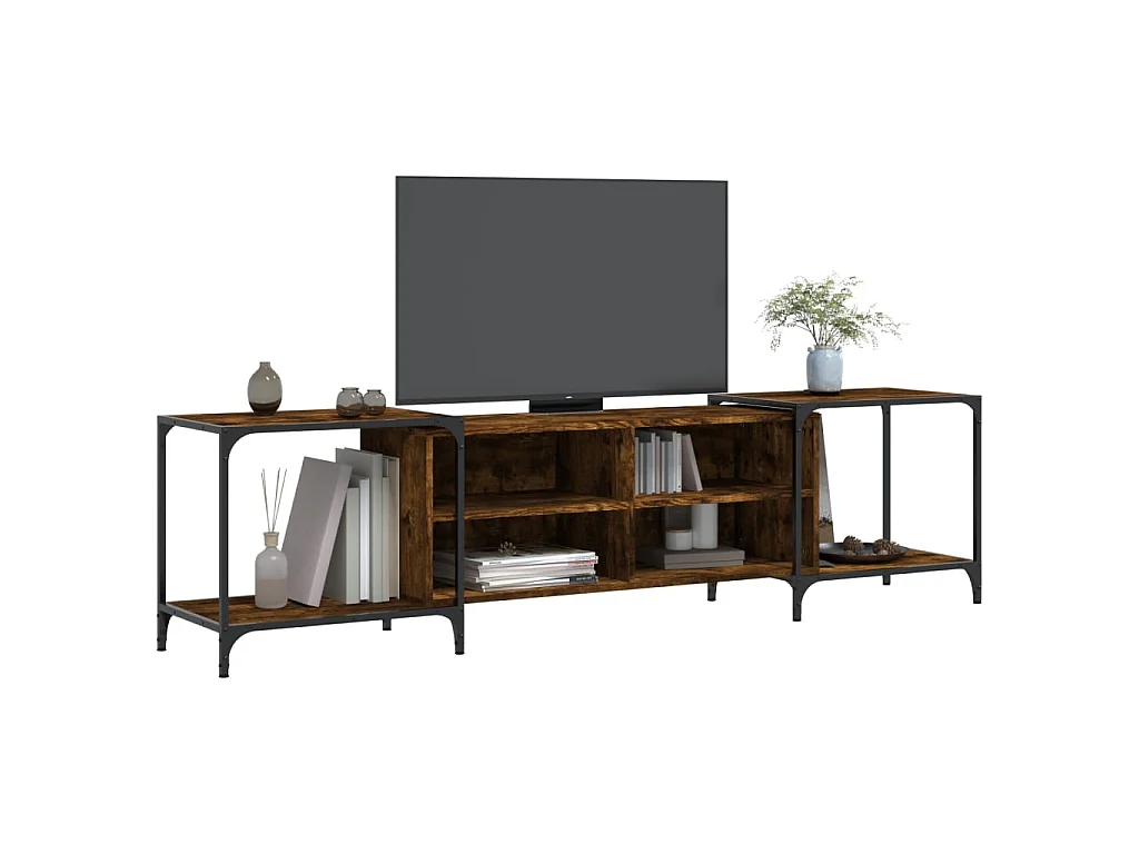 Meuble TV chêne fumé 203x37x50 cm bois d'ingénierie BE33134