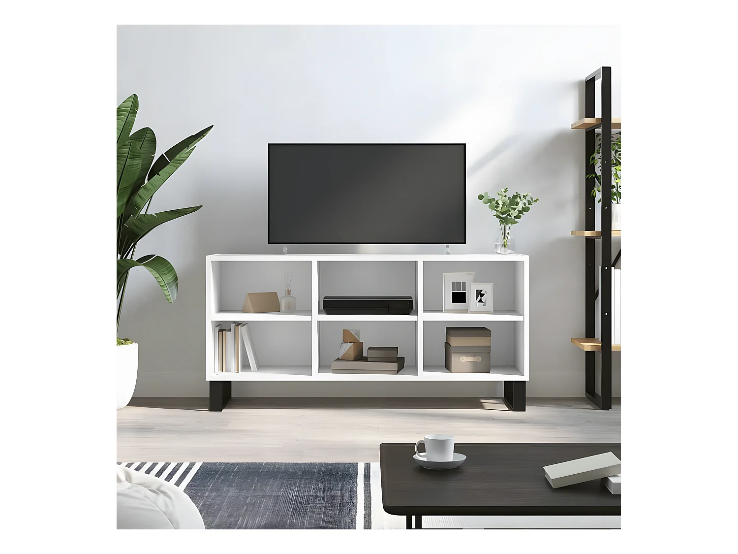 Tv-meubel 103,5x30x50 cm bewerkt hout wit NL596712