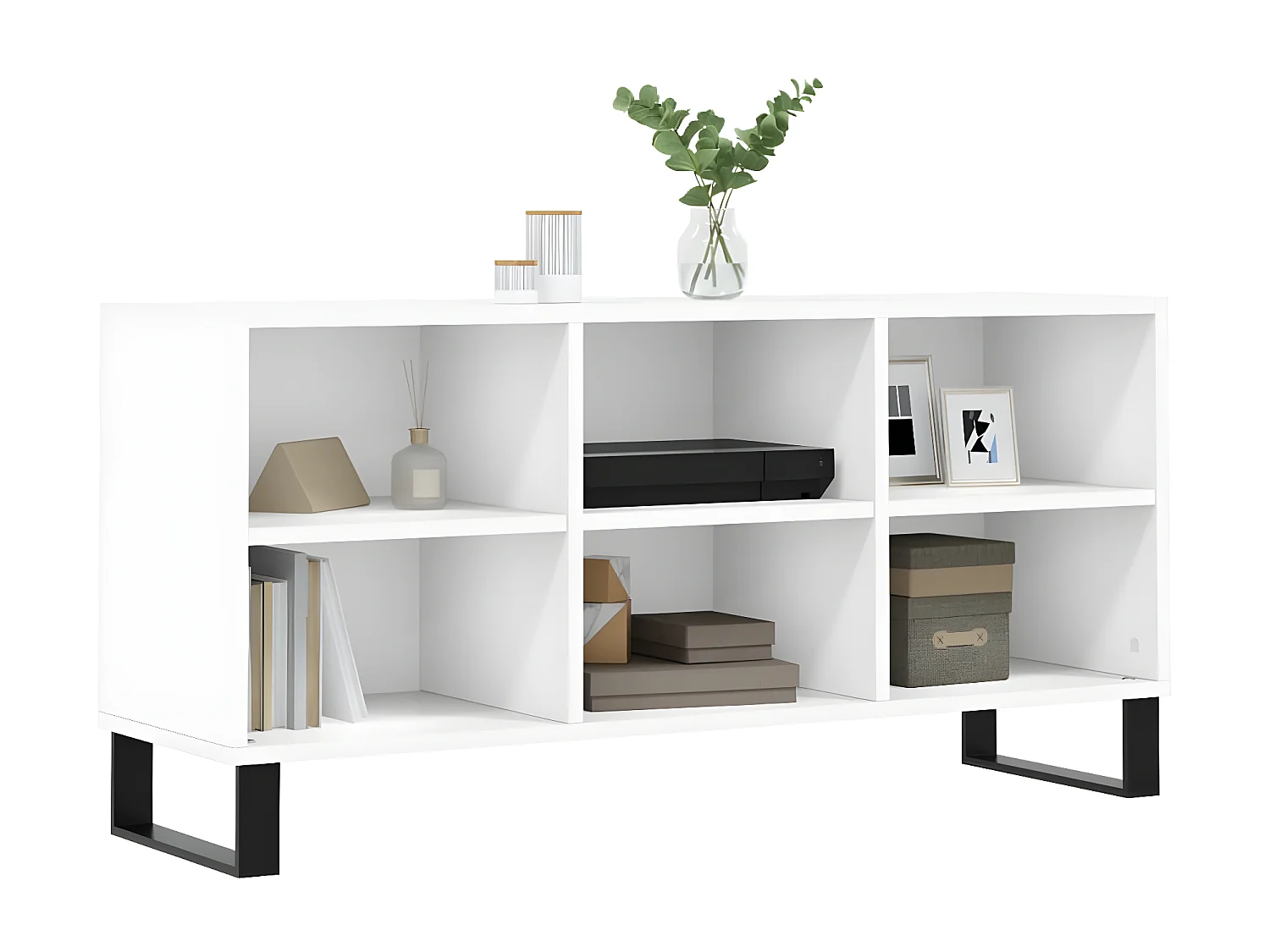 Meuble TV blanc 103,5x30x50 cm bois d'ingénierie BE64193