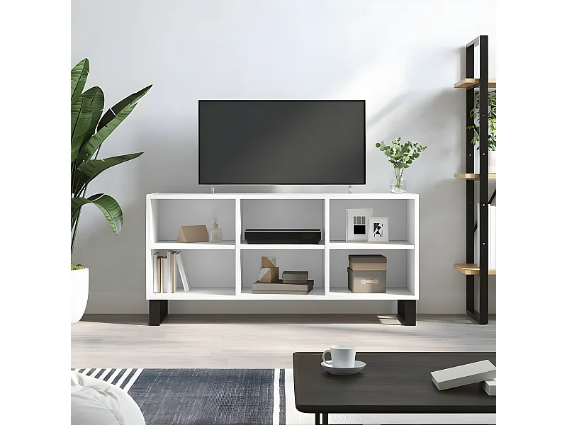 Tv-meubel 103,5x30x50 cm bewerkt hout wit NL596712