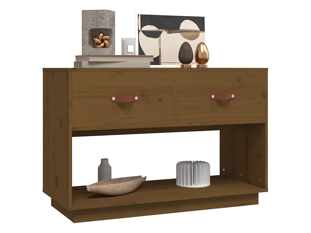 Meuble TV Marron miel 90x40x60 cm Bois de pin massif BE86027