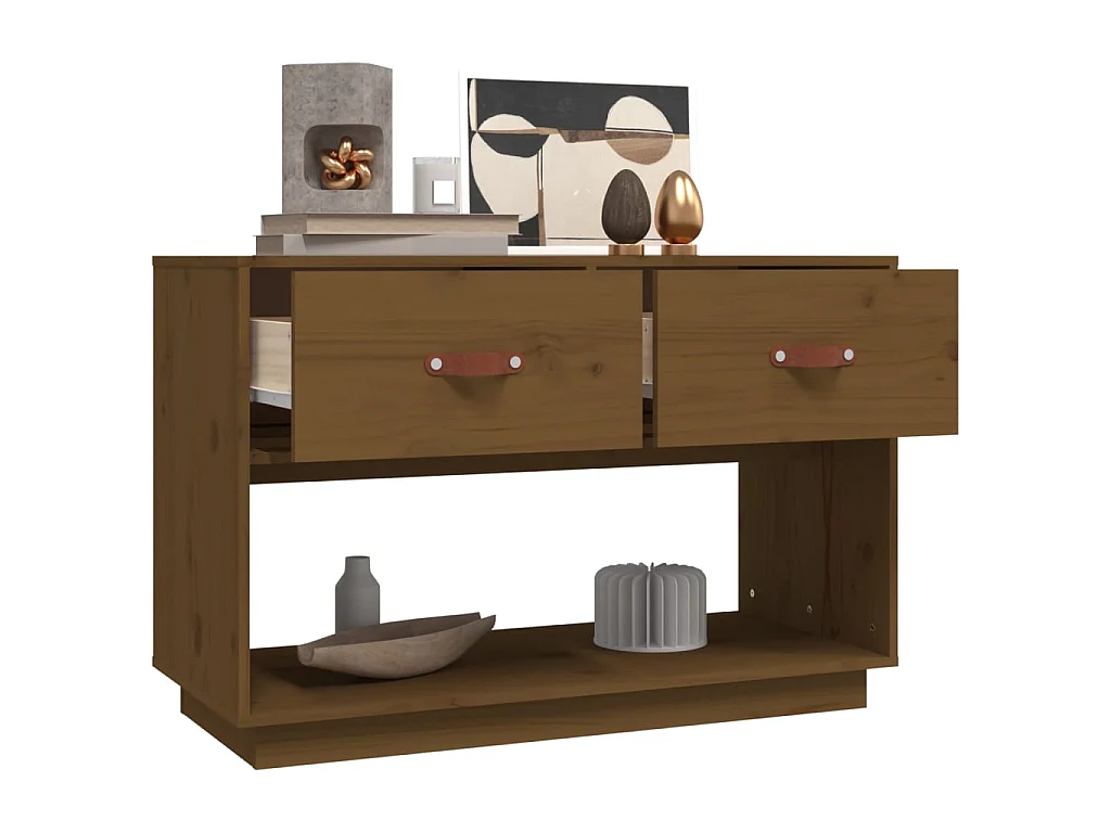 Meuble TV Marron miel 90x40x60 cm Bois de pin massif BE86027