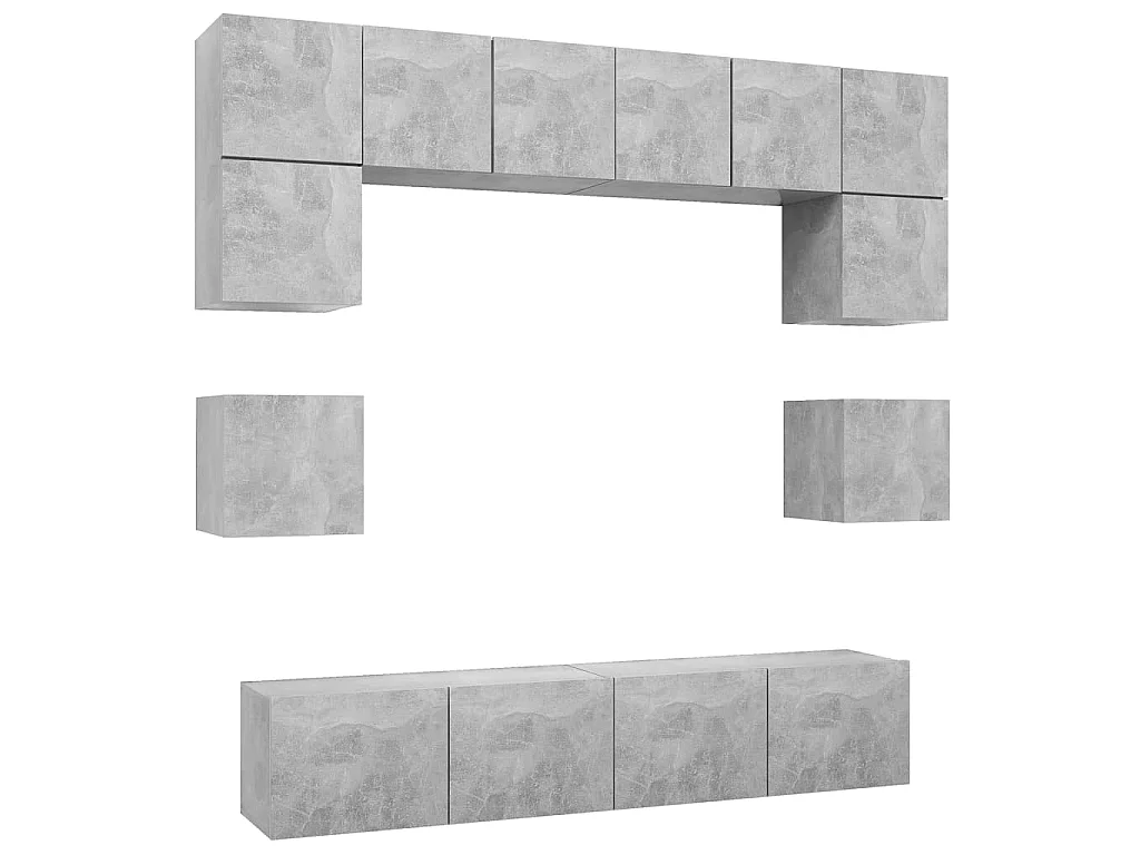 8-delige Tv-meubelset bewerkt hout betongrijs NL869948