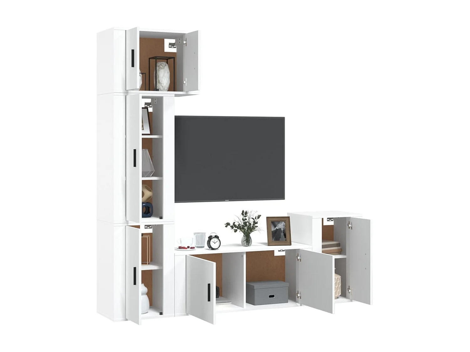 5-tlg. TV-Schrank-Set,TV-Möbel Weiß Holzwerkstoff -gkd107532