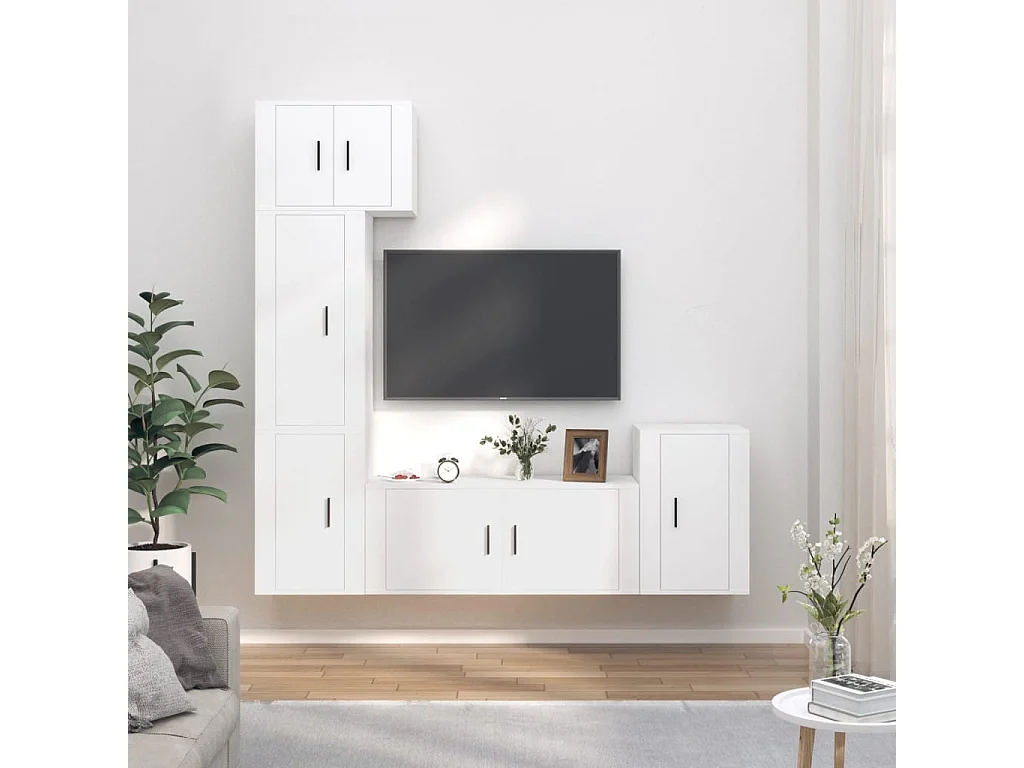 Set de muebles para TV 5 piezas madera contrachapada blanco ES10373