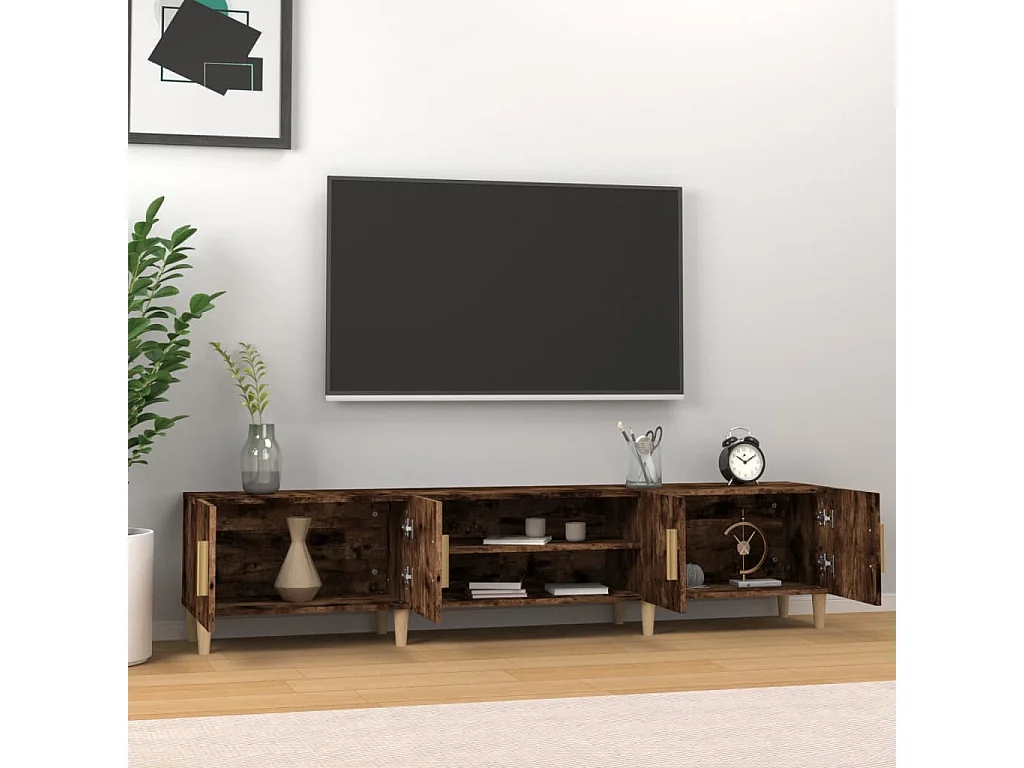 Meuble TV chêne fumé 180x31,5x40 cm bois d'ingénierie BE29652