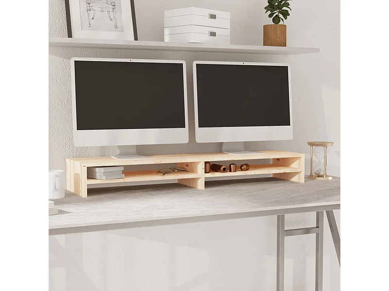 Meuble TV de moniteur 100x24x13 cm Bois de pin solide OLA3362
