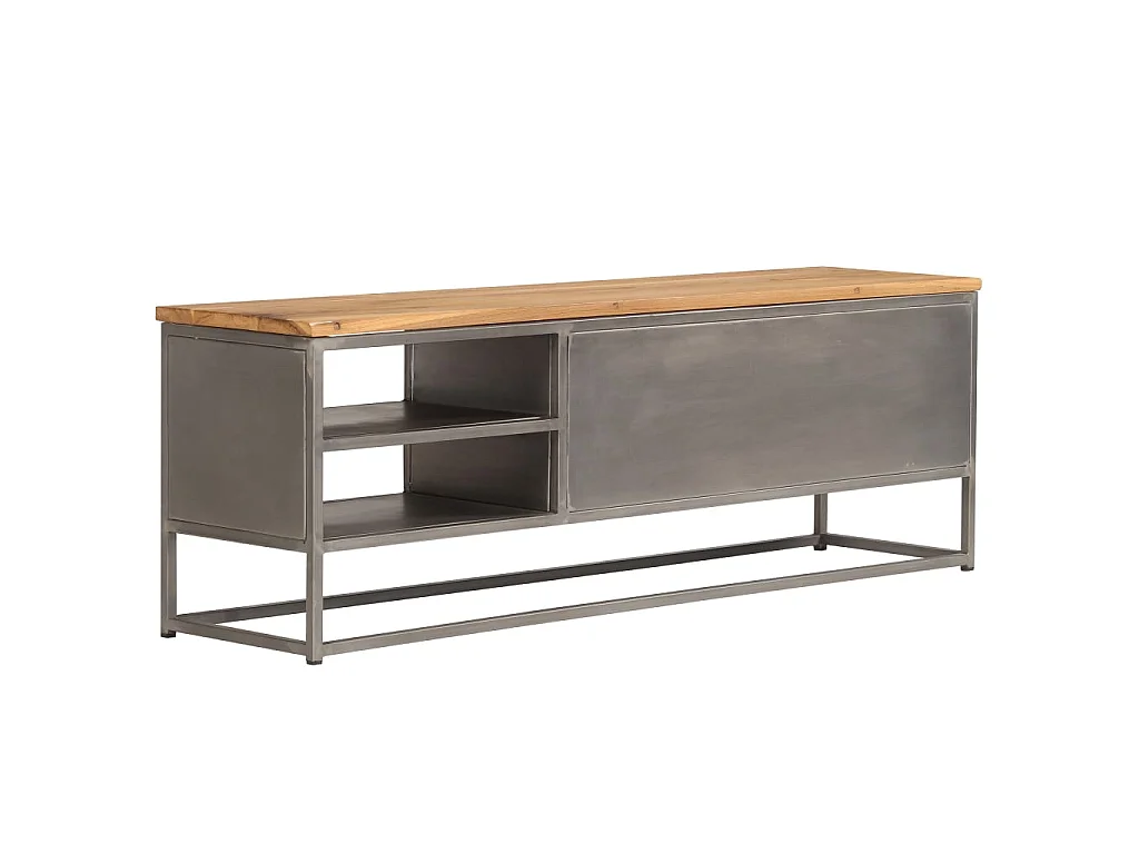 Meuble TV Teck recyclé et acier 120 x 30 x 40 cm BE98518