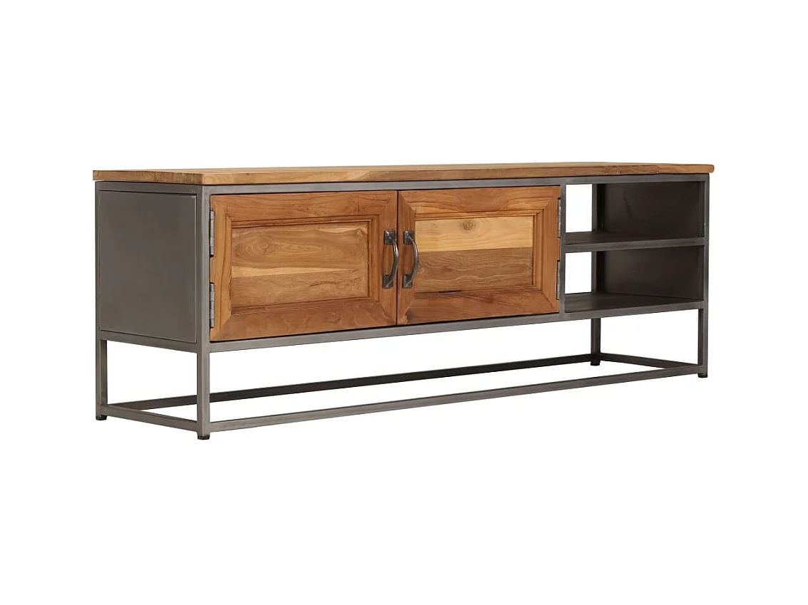 Meuble TV Teck recyclé et acier 120 x 30 x 40 cm BE98518