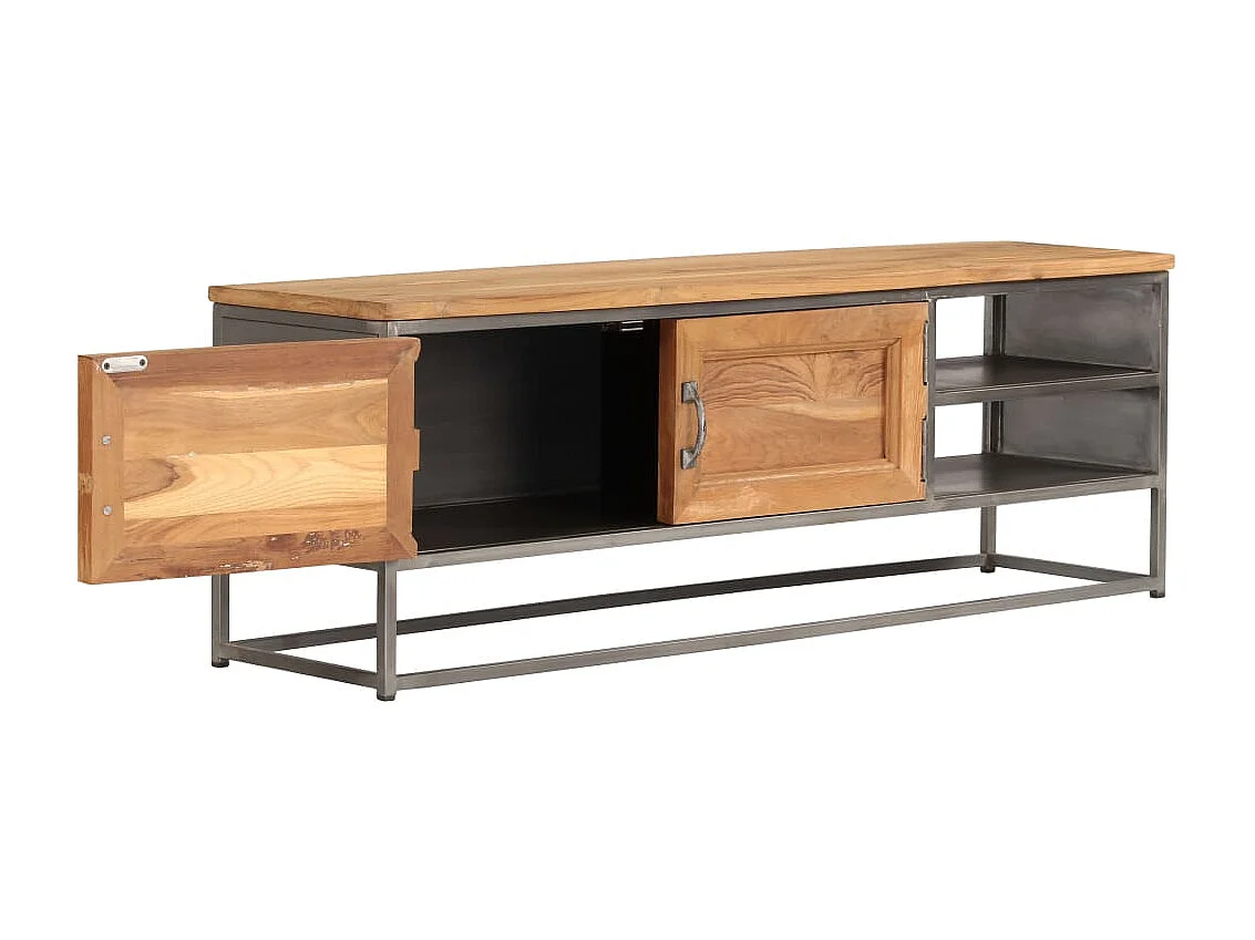 Meuble TV Teck recyclé et acier 120 x 30 x 40 cm BE98518