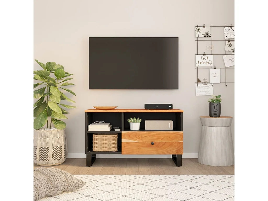 TV-Schrank,TV-Möbel 80x33x46 cm Massivholz Akazie und Holzwerkstoff -gkd293289