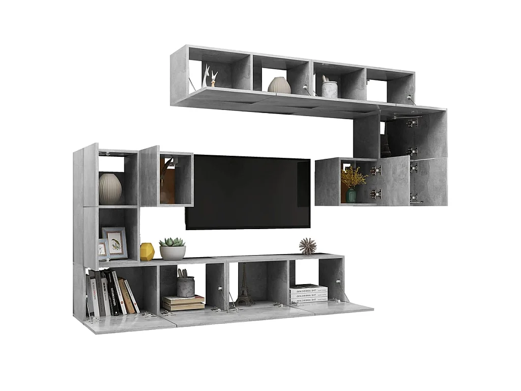 Meubles TV 8 pcs BEis béton Aggloméré BE78030