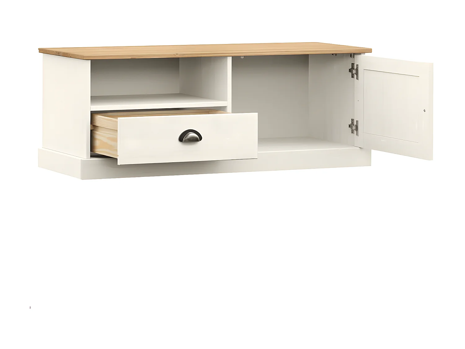 Meuble TV VIGO blanc 106x40x40 cm bois massif de pin BE60576