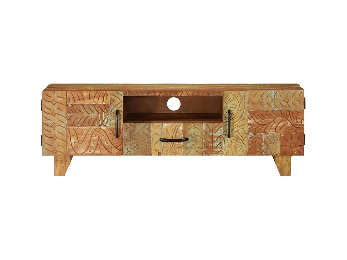 TV-Schrank,TV-Möbel Handgeschnitzt 120x30x40 cm Altholz Massiv -gkd139733