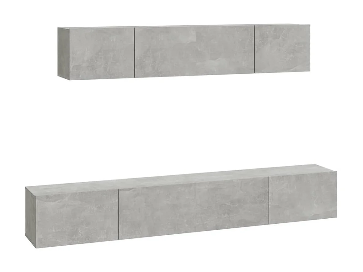 Conjunto móveis de TV 4 pcs madeira processada cinzento cimento PT360497