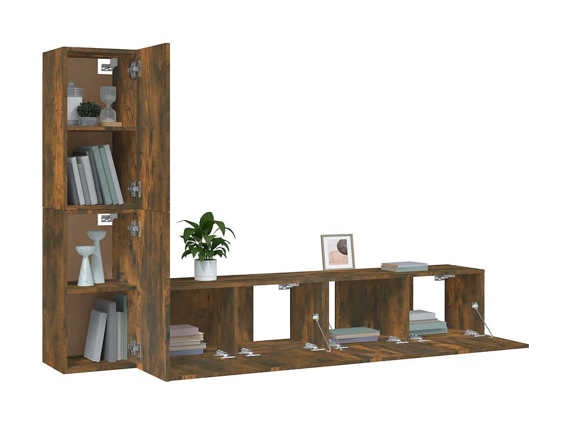 Ensemble de meubles TV 4 pcs Chêne fumé Bois d'ingénierie BE82138