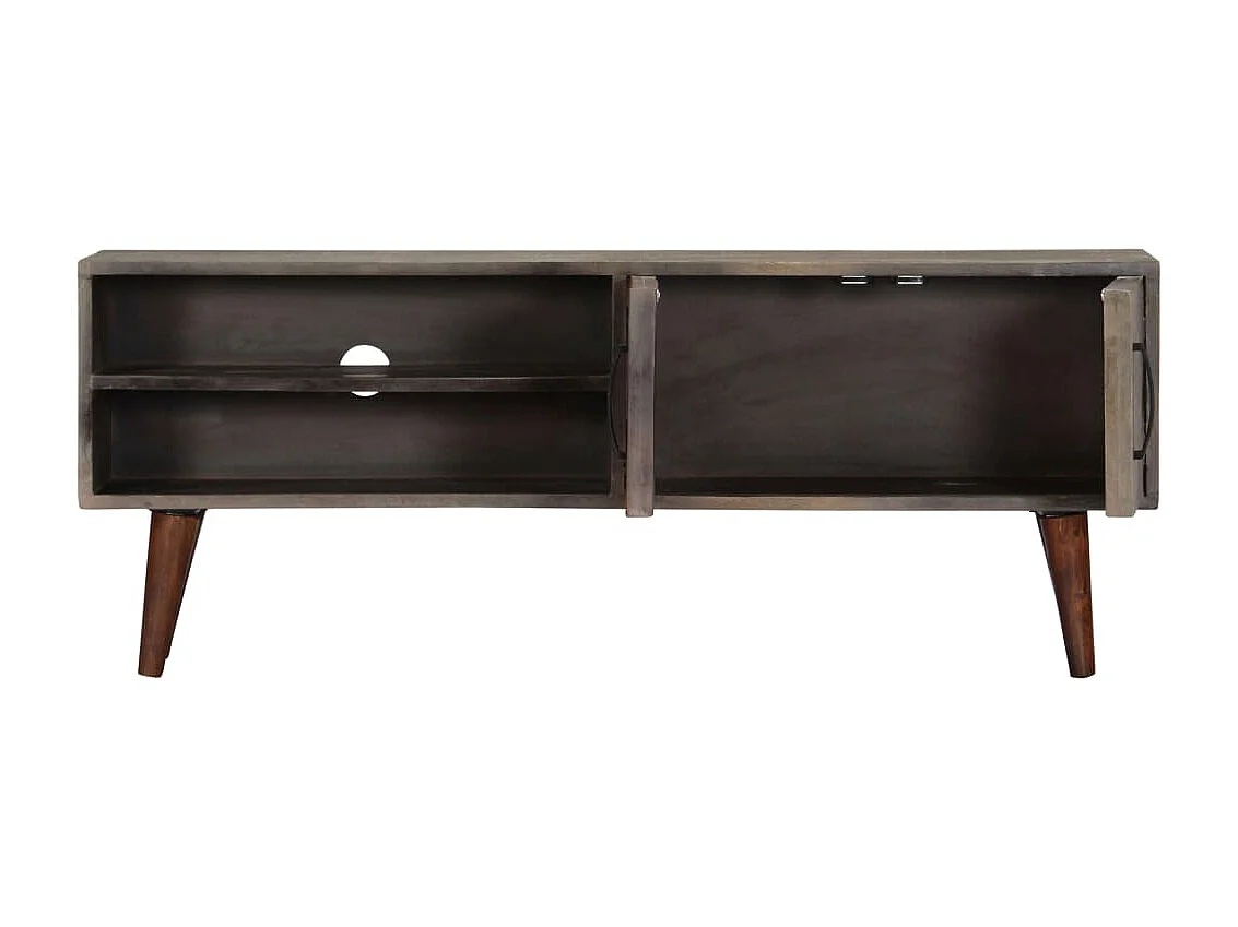 Meuble TV Gris 130x30x46 cm Bois massif de manguier brut BE64809