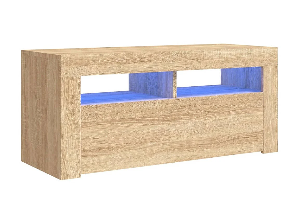 Meuble TV avec lumières LED chêne sonoma 90x35x40 cm BE44396