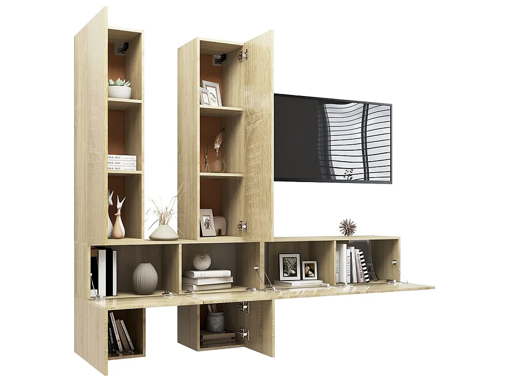 Ensemble de meubles TV 6 pcs Chêne sonoma Bois d'ingénierie BE44631