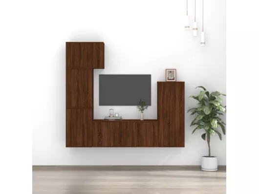 Kauf Unique 5-tlg. TV-Schrank-Set,TV-Möbel Braun Eichen-Optik Holzwerkstoff -gkd209002