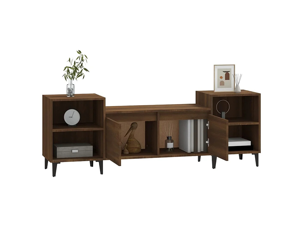 Meuble TV Chêne marron 160x35x55 cm Bois d'ingénierie BE80348