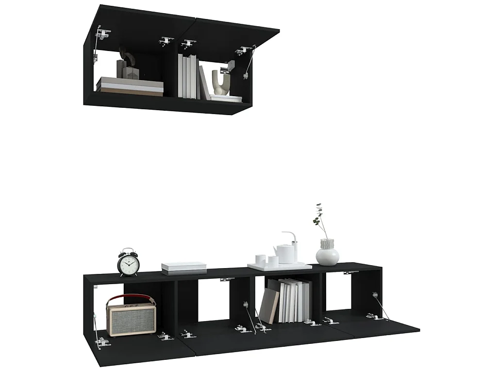 Meubles TV 3 pcs Noir Bois d'ingénierie BE83432