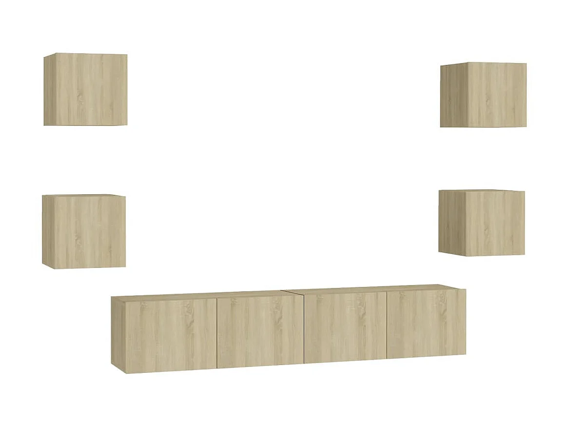 Juego de Muebles para TV 6 piezas roble Sonoma ES61182